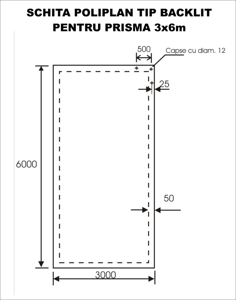 Schita poliplan tip backlit - prisma 3x6m SWA