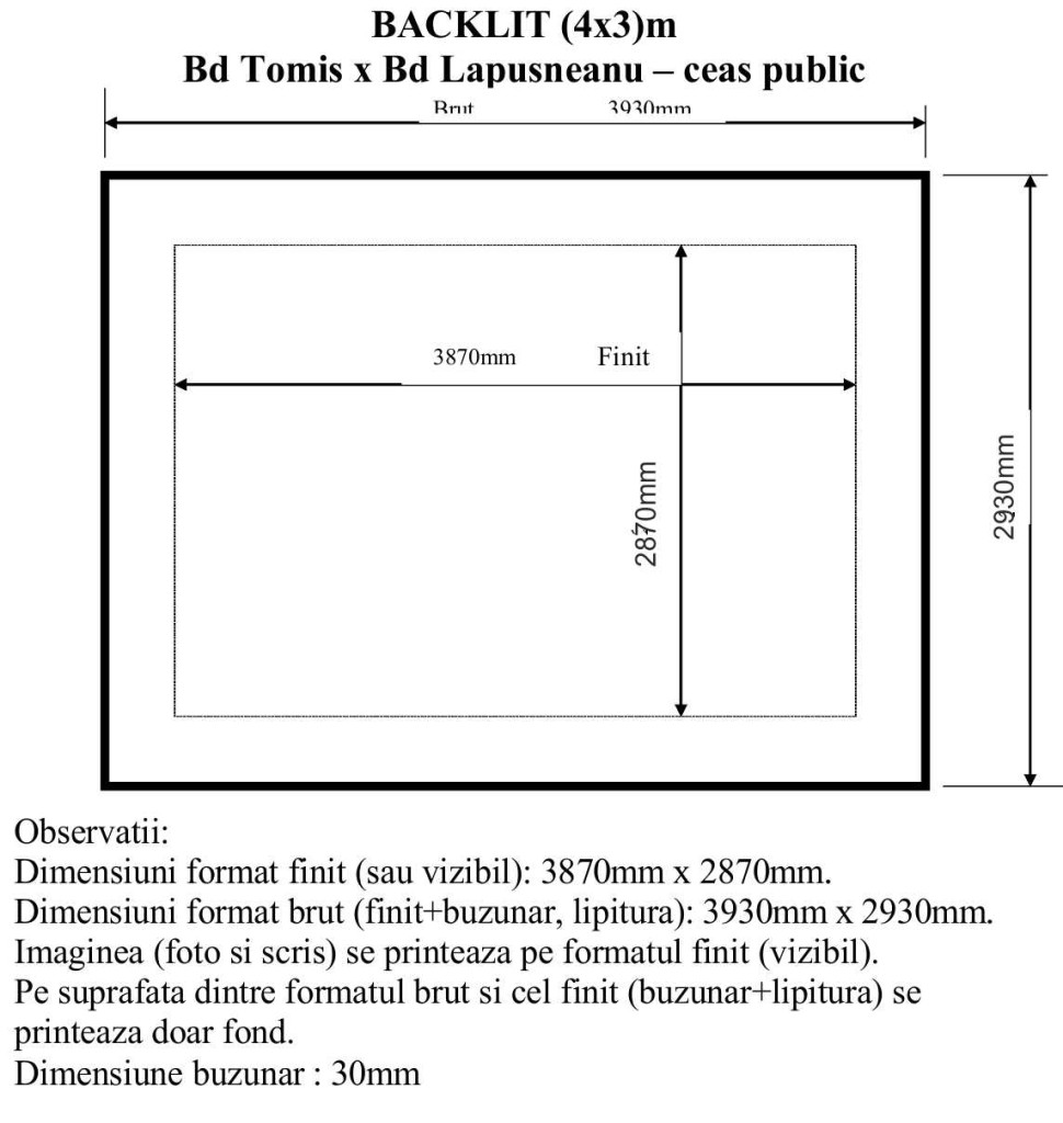 Schita bkl 4x3m buzunar - Tomis x Lapusneanu ceas public